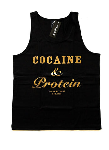 Cocaine & Protein Tanktop - Black/Gold - Flexz Fitness - 1