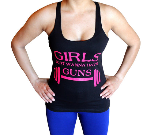 Girls just wanna have Guns Womens Tank Top - Comfortable racerback to wear at Gym, Yoga, workout and crossfit - Flexz Fitness - 2
