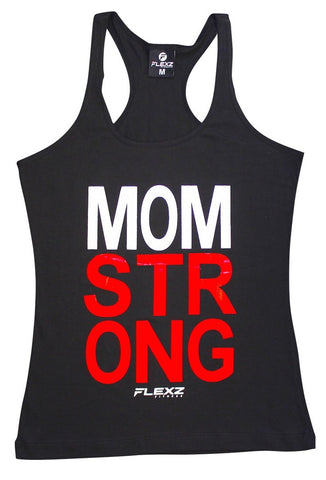 Mom Strong Womens Tank Top - Comfortable racerback to wear at Gym, Yoga, workout and crossfit - Flexz Fitness - 1