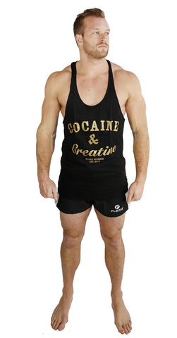 Cocaine & Protein Singlet Racerback - Black/Gold - Flexz Fitness - 4