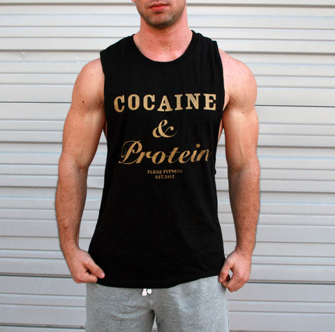 Cocaine & Protein Tanktop - Black/Gold - Flexz Fitness - 2