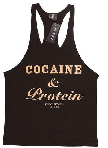 Cocaine & Protein Singlet Racerback - Black/Gold - Flexz Fitness - 1