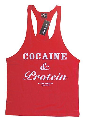 Cocaine & Protein Singlet Racerback - Red/White - Flexz Fitness - 1