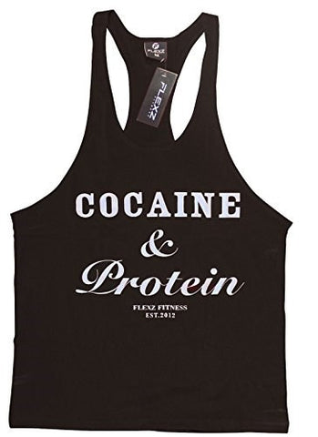 Cocaine & Protein Singlet Racerback - Black/White - Flexz Fitness - 1