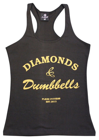 Diamonds and Dumbbells Womens Tank Top - Comfortable racerback to wear at Gym, Yoga, workout and crossfit - Flexz Fitness - 1