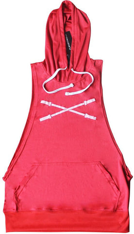 Sleeveless Muscle Hoodie - Red - Flexz Fitness - 1