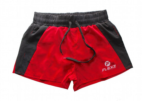 Ibiza Golds Aesthetic Muscle Gym Shorts - Red - Flexz Fitness