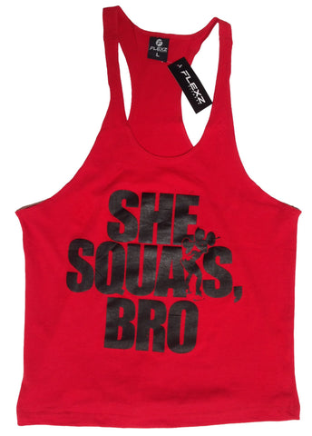 She Squats Bro Singlet - Red - Flexz Fitness