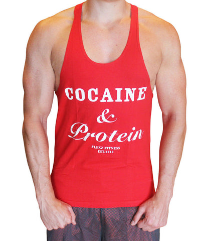 Cocaine & Protein Singlet Racerback - Red/White - Flexz Fitness - 2