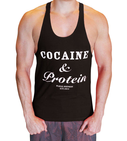 Cocaine & Protein Singlet Racerback - Black/White - Flexz Fitness - 2