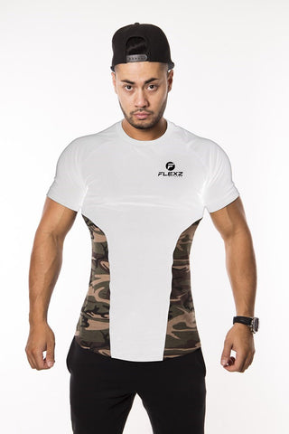 Camo Muscle T-Shirt Fitted Lightweight Snug Slim Fit Gym Workout Soft Stretch Moisture Dri-Fit - Flexz Fitness - 1