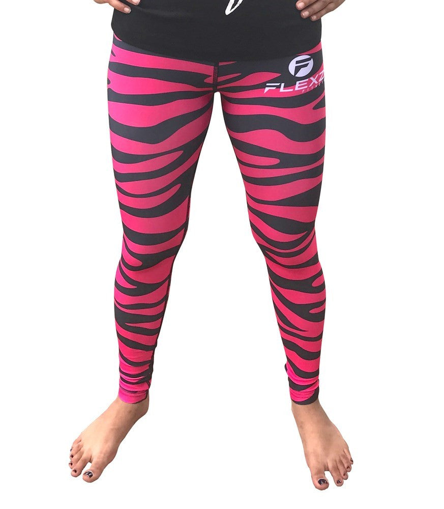 Lularoe One Size OS Zebra Print Pink Black Leggings (OS fits Adults 2-10)  at  Women's Clothing store