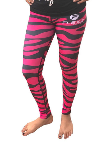 Women's Pink Leggings Camo Zebra Print Pant For Yoga, Working Out And Sports - Flexz Fitness - 2