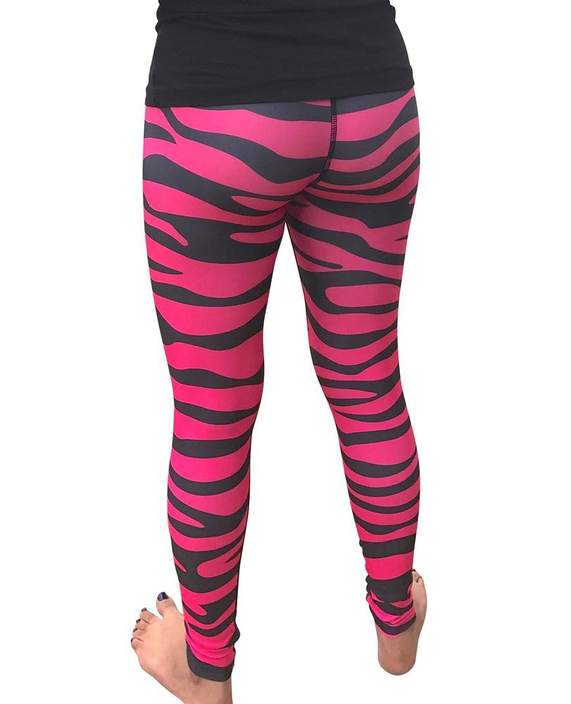 Women's Pink Leggings Camo Zebra Print Pant For Yoga, Working Out